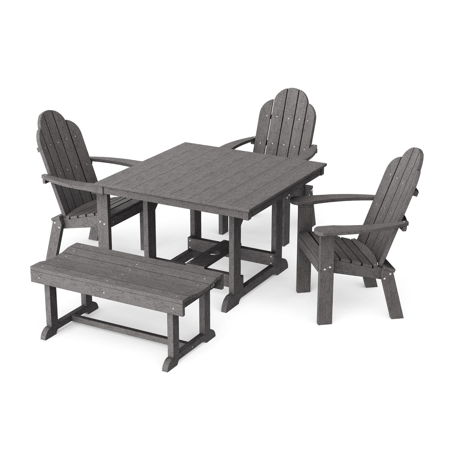 Classic Adirondack 5-Piece Square Dining Set with Bench