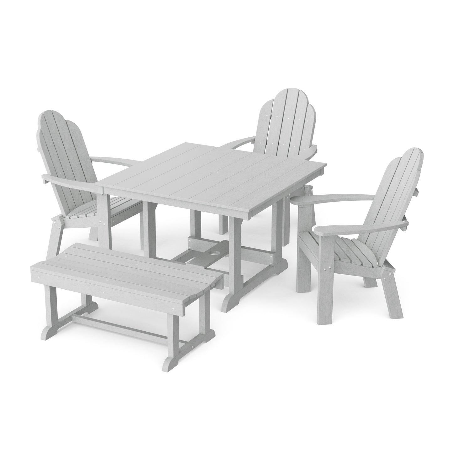 Classic Adirondack 5-Piece Square Dining Set with Bench