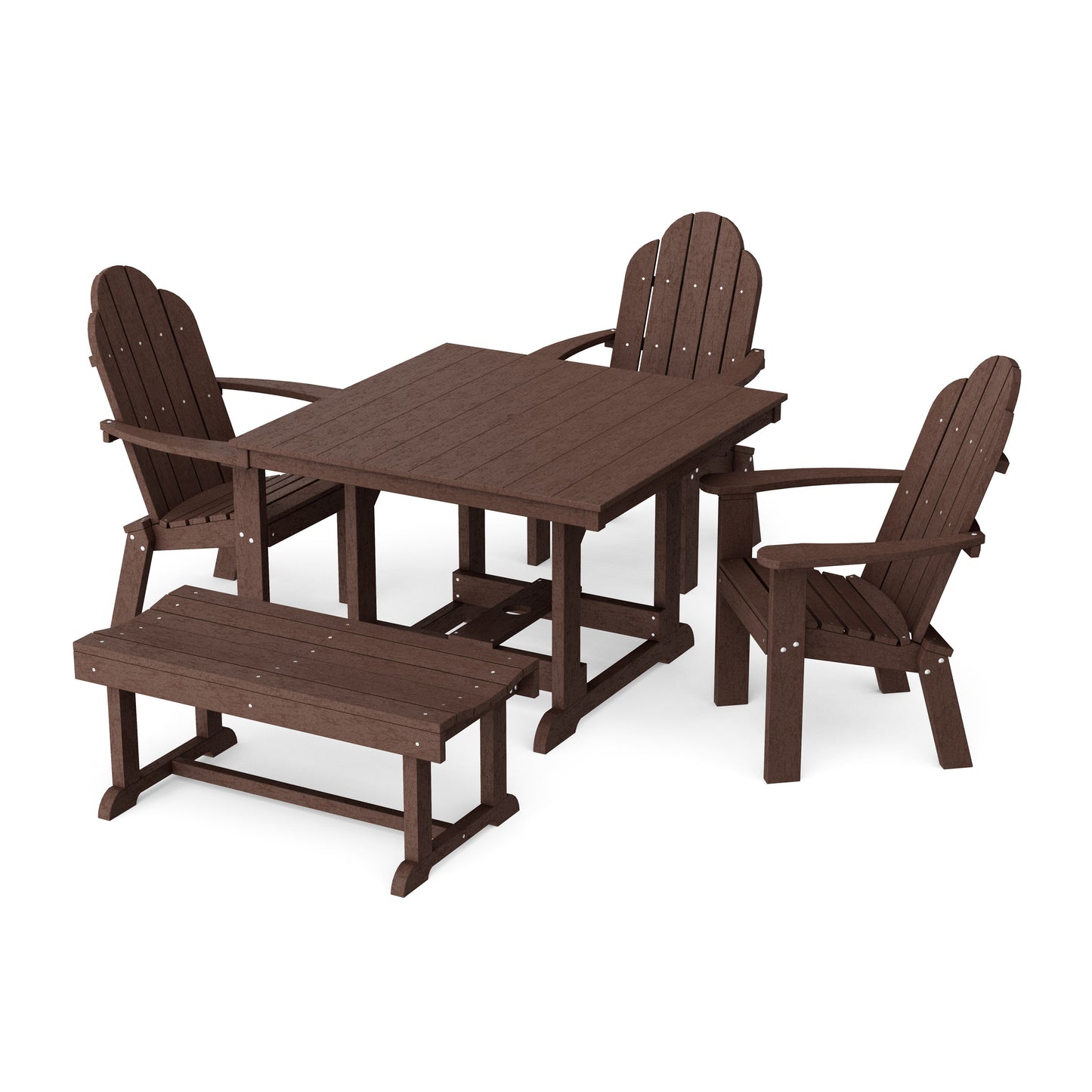 Classic Adirondack 5-Piece Square Dining Set with Bench