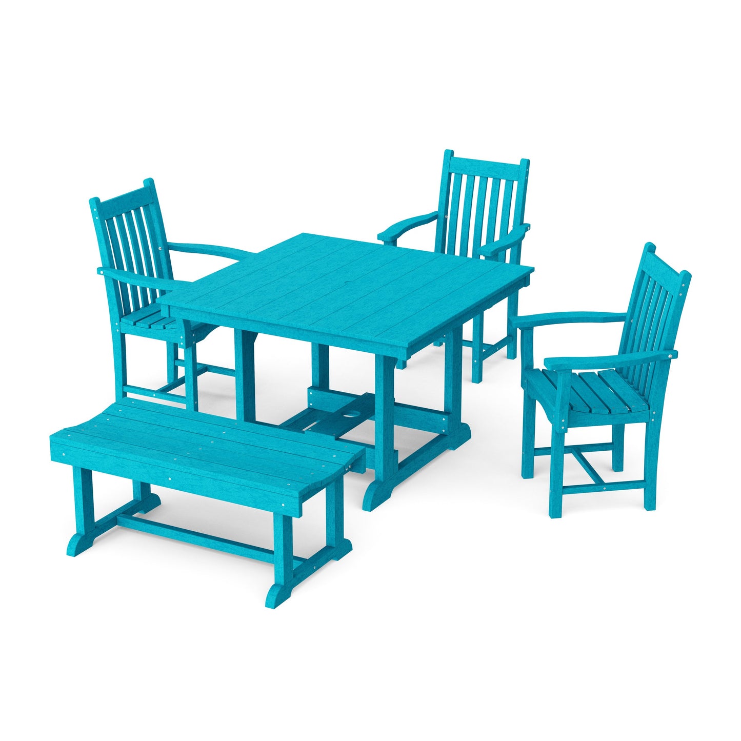 Classic 5-Piece Square Dining Set with Bench