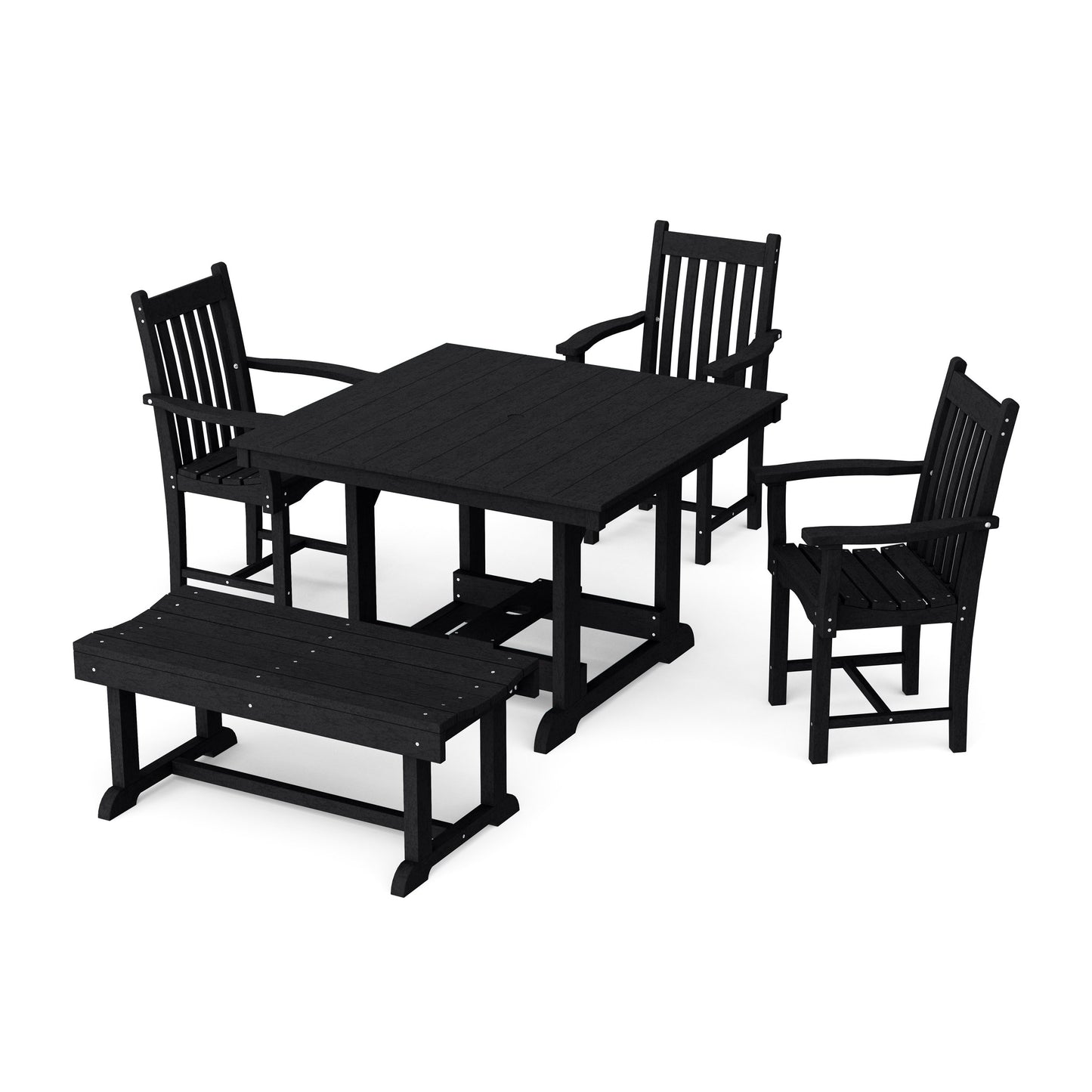 Classic 5-Piece Square Dining Set with Bench