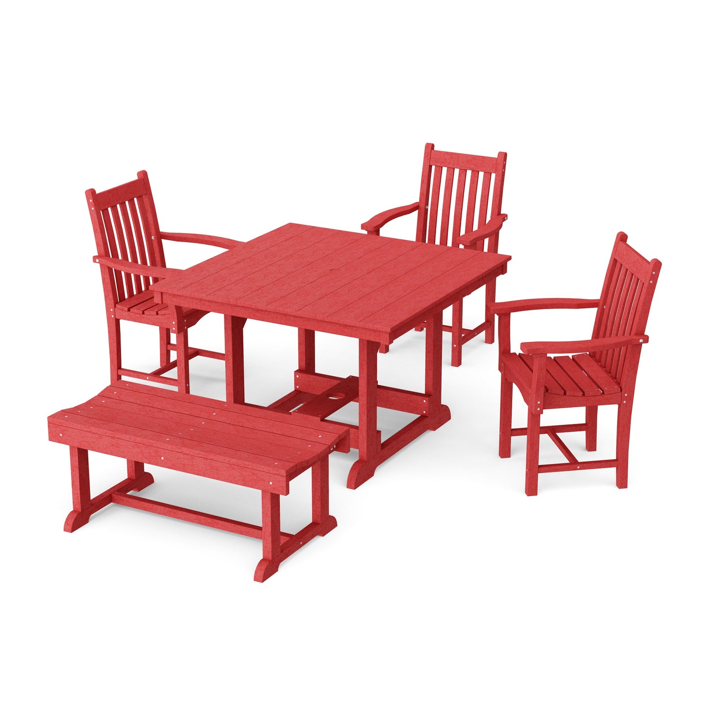 Classic 5-Piece Square Dining Set with Bench