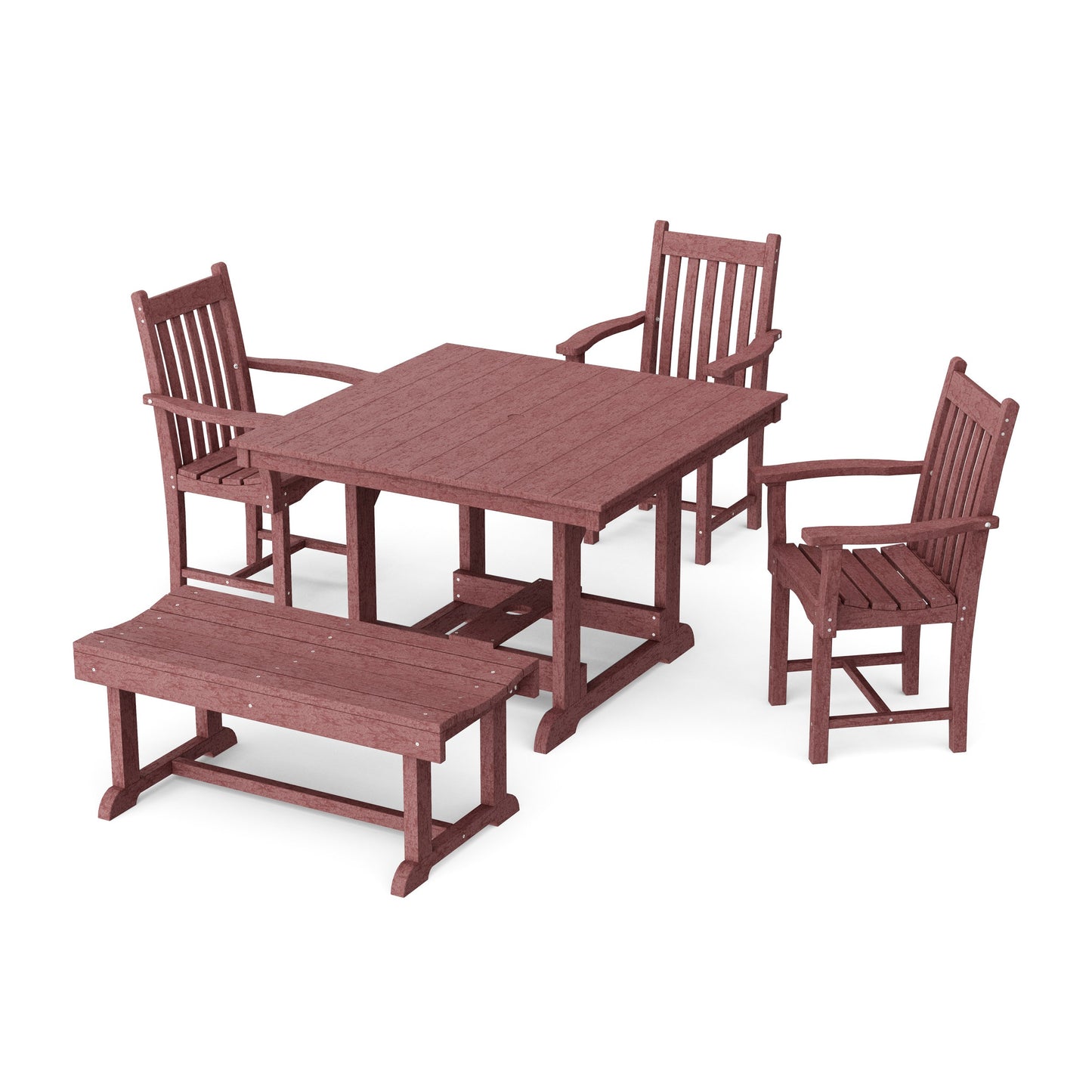 Classic 5-Piece Square Dining Set with Bench