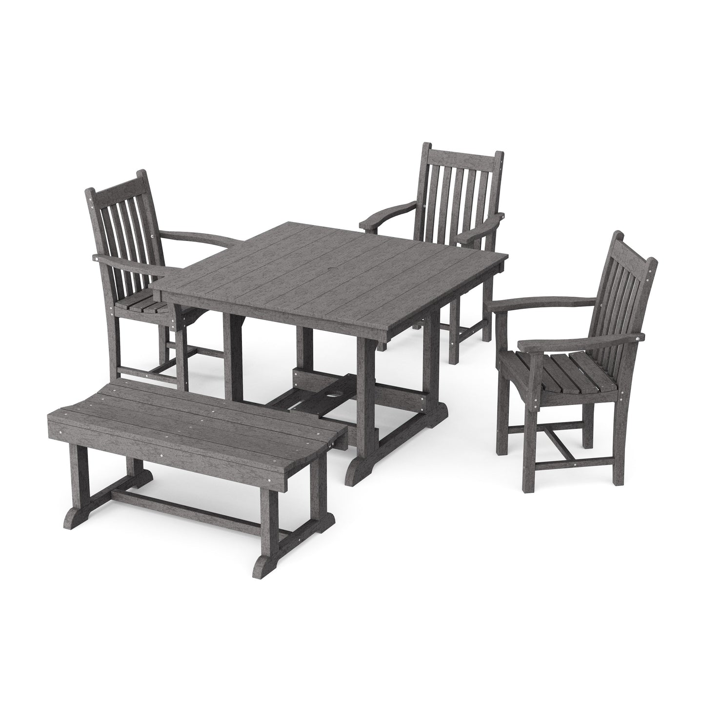 Classic 5-Piece Square Dining Set with Bench