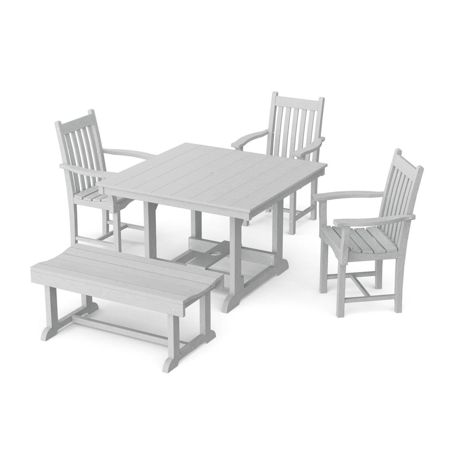 Classic 5-Piece Square Dining Set with Bench