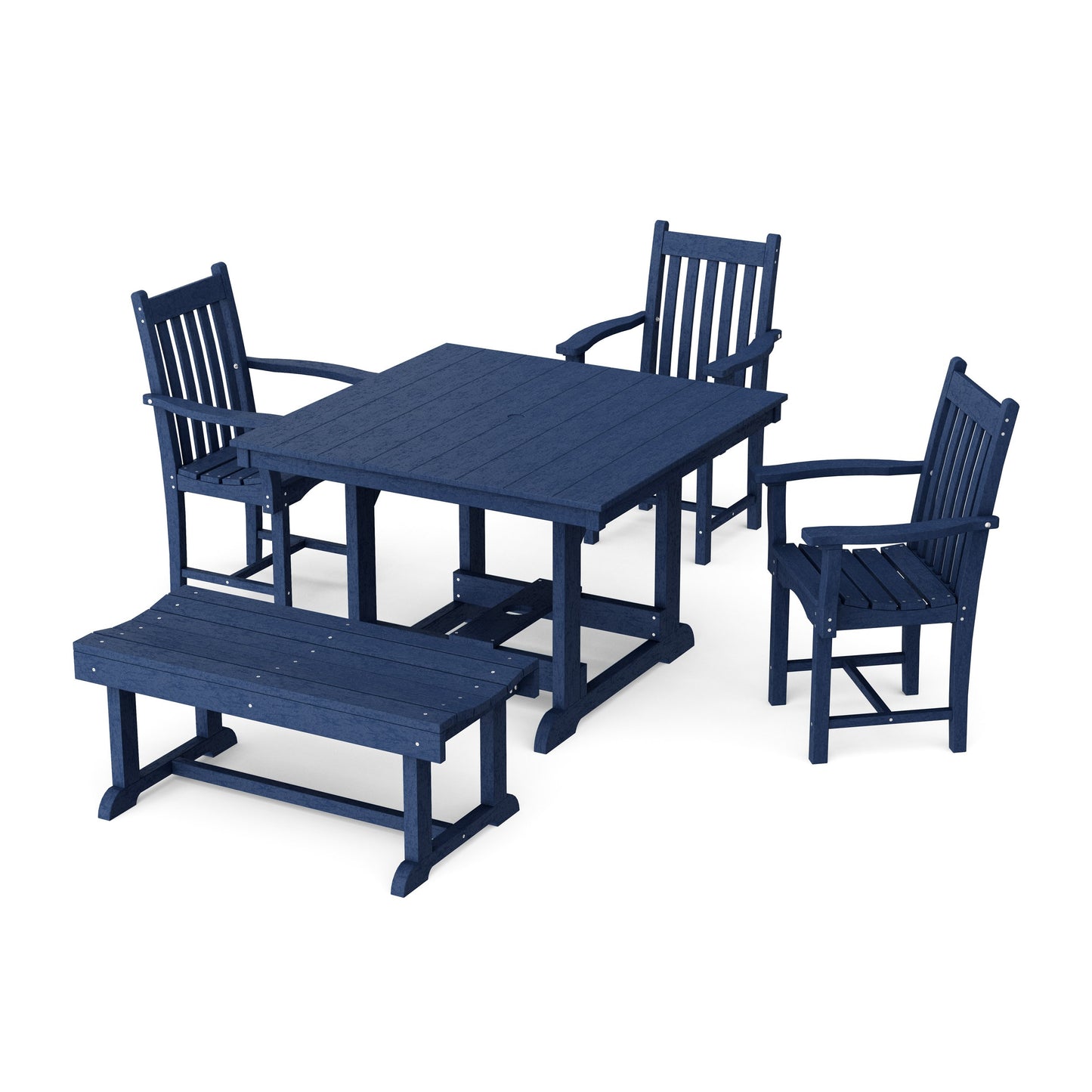 Classic 5-Piece Square Dining Set with Bench
