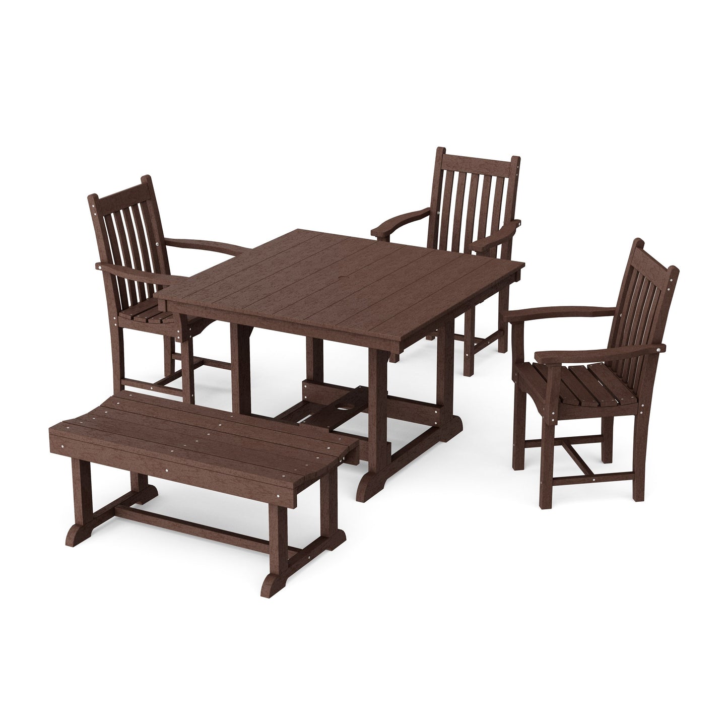 Classic 5-Piece Square Dining Set with Bench