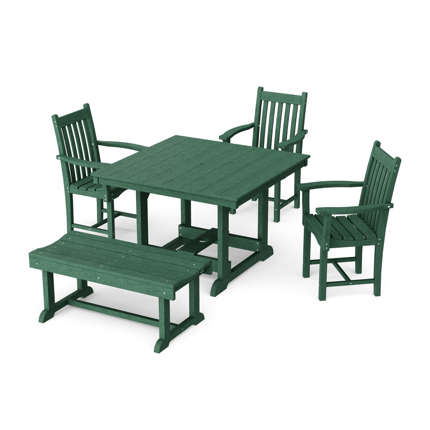 Classic 5-Piece Square Dining Set with Bench