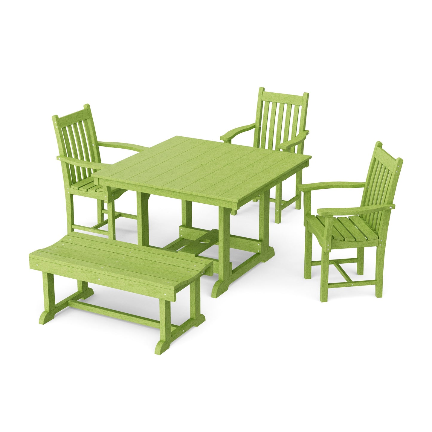 Classic 5-Piece Square Dining Set with Bench
