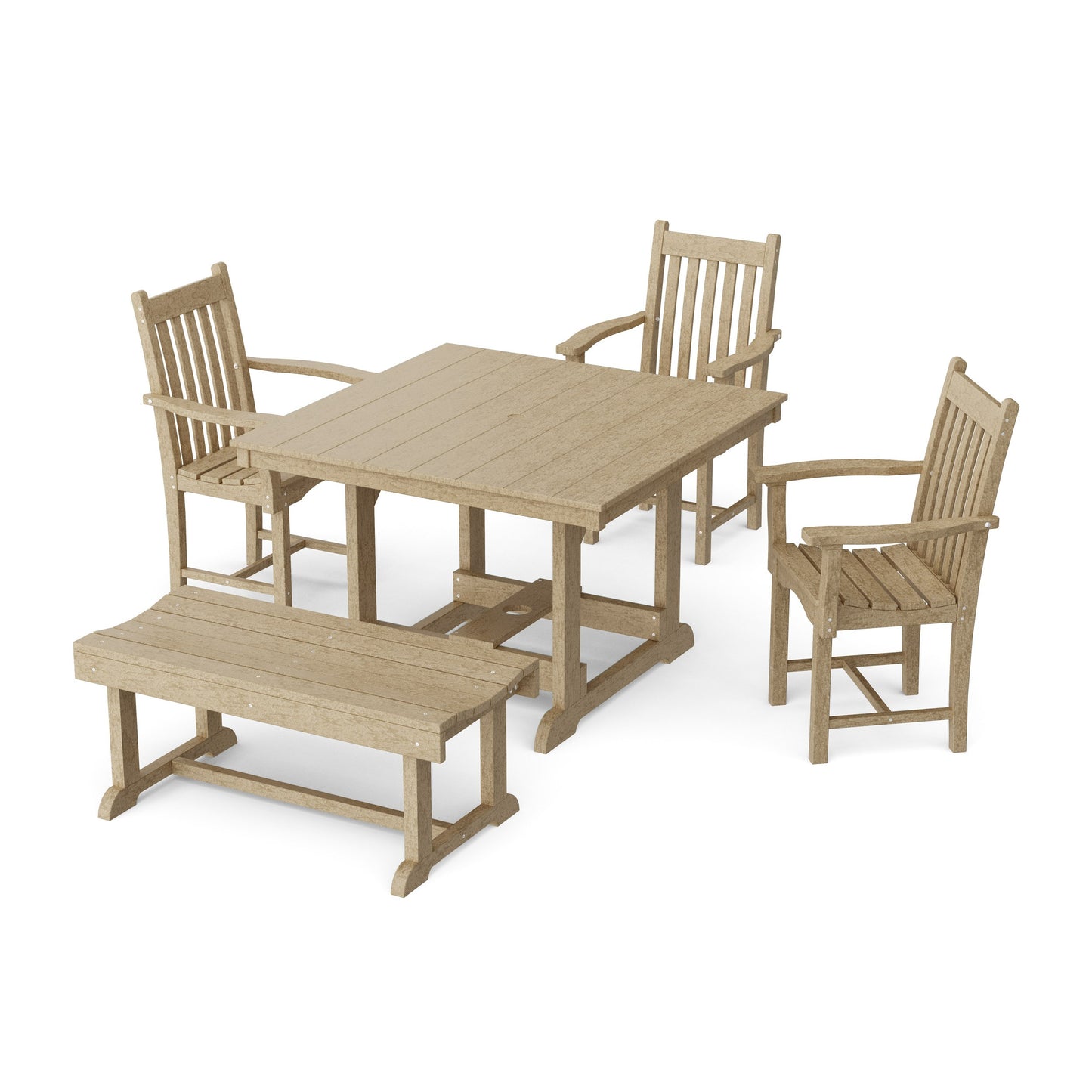 Classic 5-Piece Square Dining Set with Bench