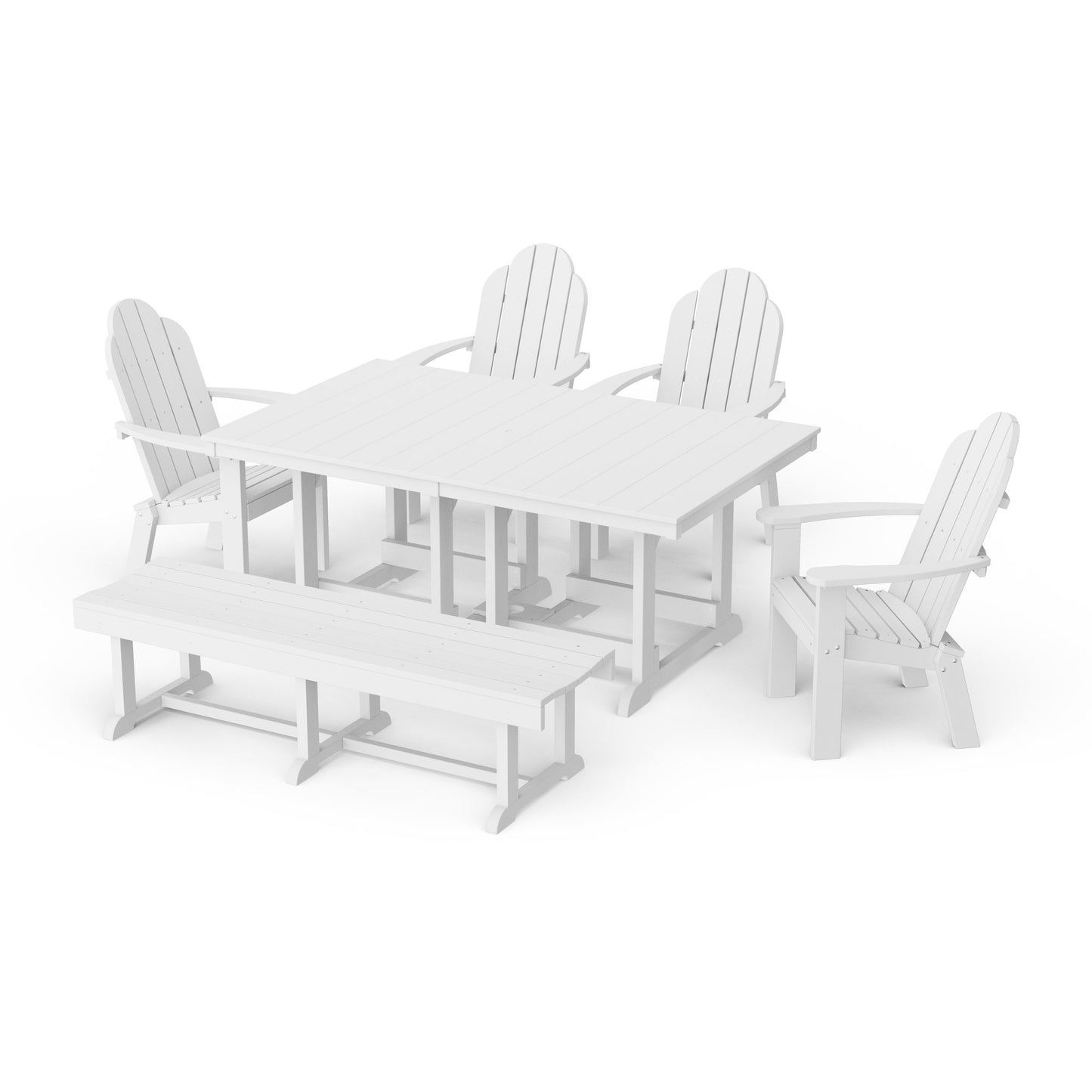 Classic Adirondack 6-Piece Rectangular Dining Set with Bench