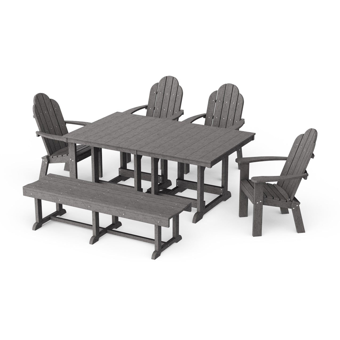 Classic Adirondack 6-Piece Rectangular Dining Set with Bench