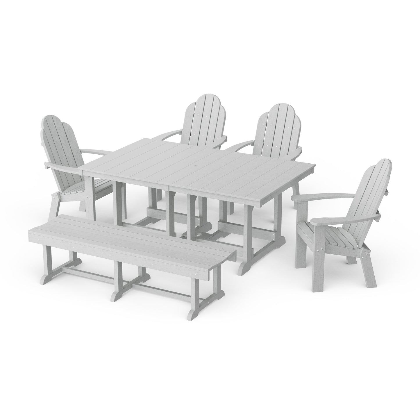 Classic Adirondack 6-Piece Rectangular Dining Set with Bench