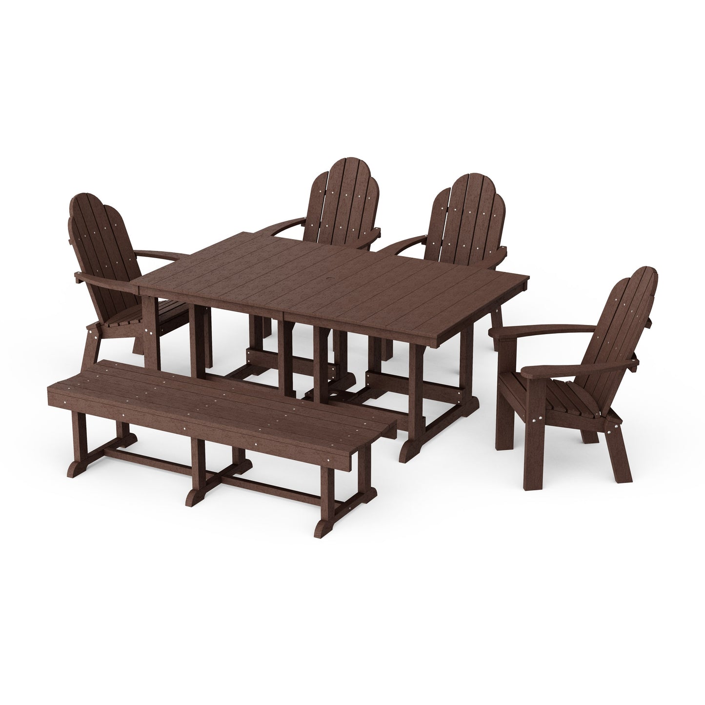 Classic Adirondack 6-Piece Rectangular Dining Set with Bench