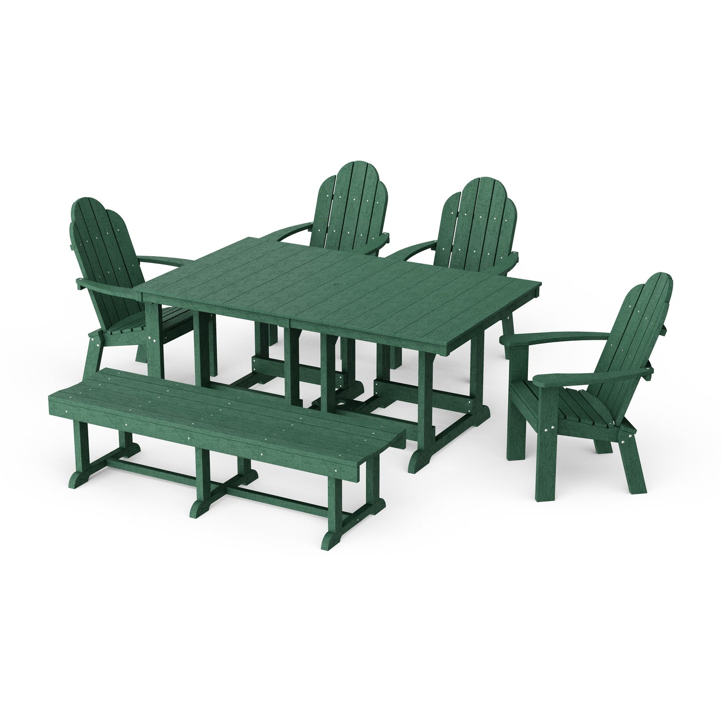Classic Adirondack 6-Piece Rectangular Dining Set with Bench