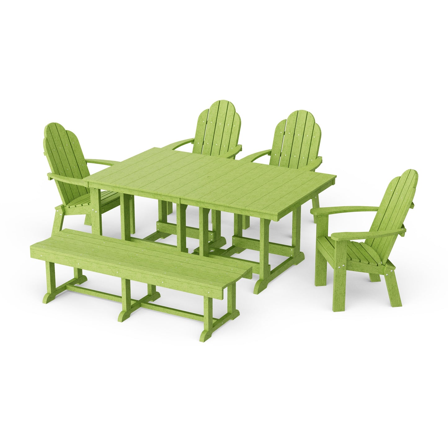 Classic Adirondack 6-Piece Rectangular Dining Set with Bench