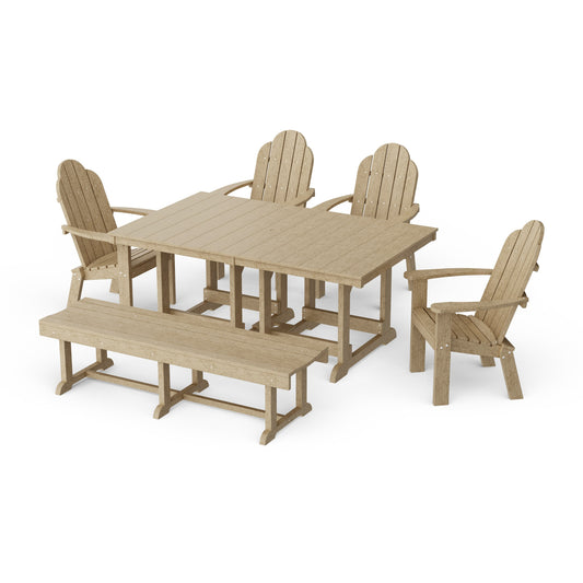 Classic Adirondack 6-Piece Rectangular Dining Set with Bench
