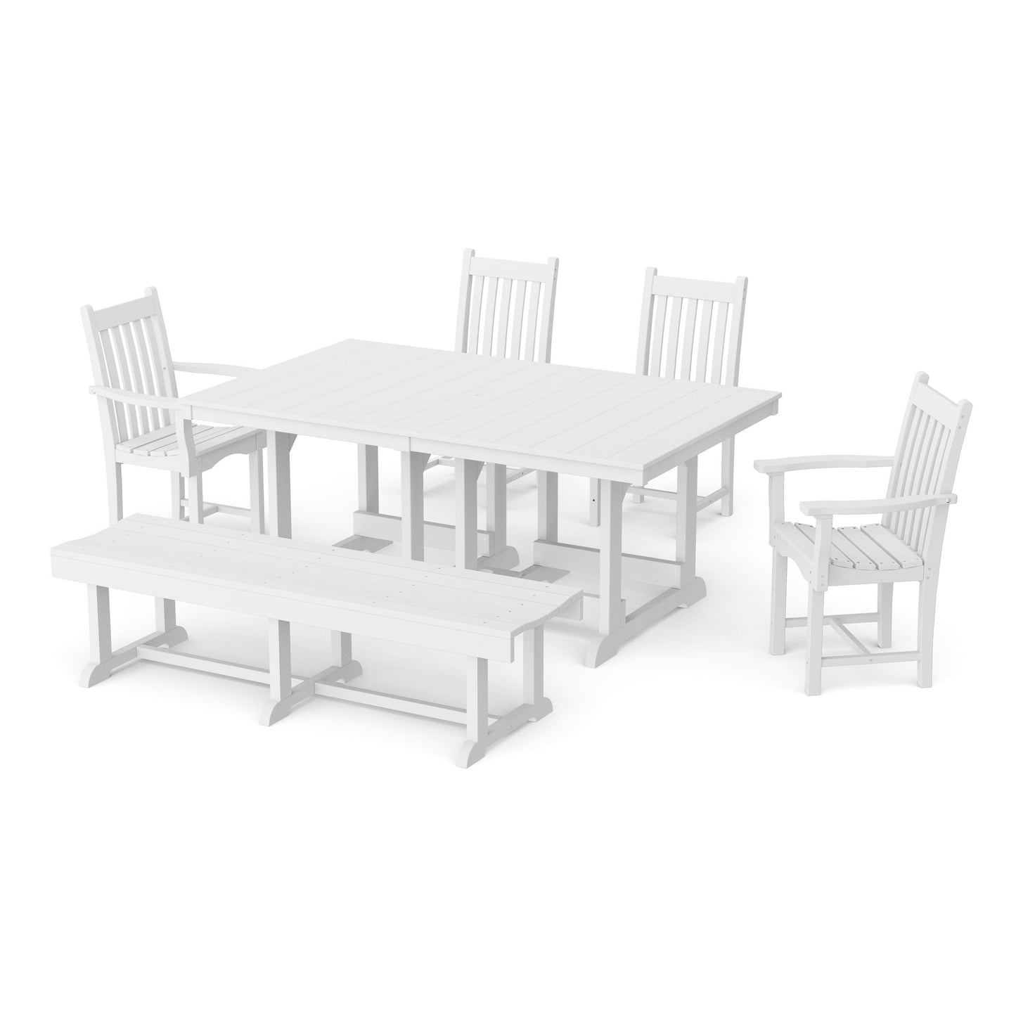 Classic 6-Piece Rectangular Dining Set with Bench