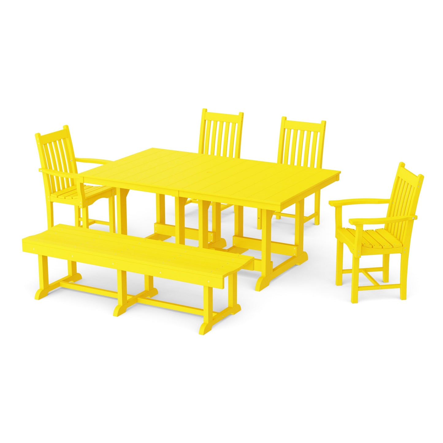 Classic 6-Piece Rectangular Dining Set with Bench