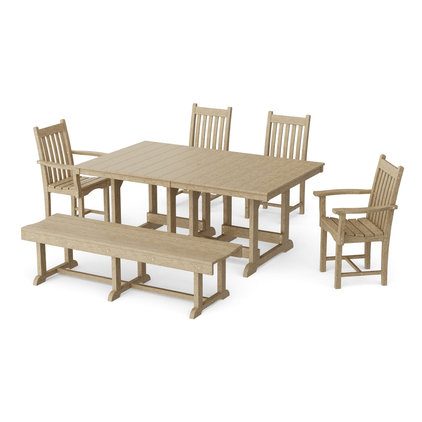 Classic 6-Piece Rectangular Dining Set with Bench