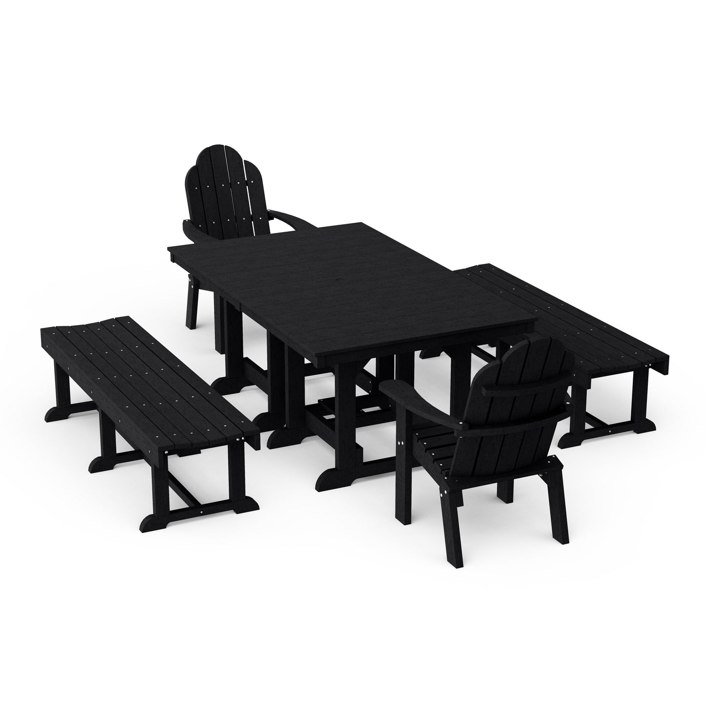 Classic Adirondack 5-Piece Rectangular Dining Set with Benches