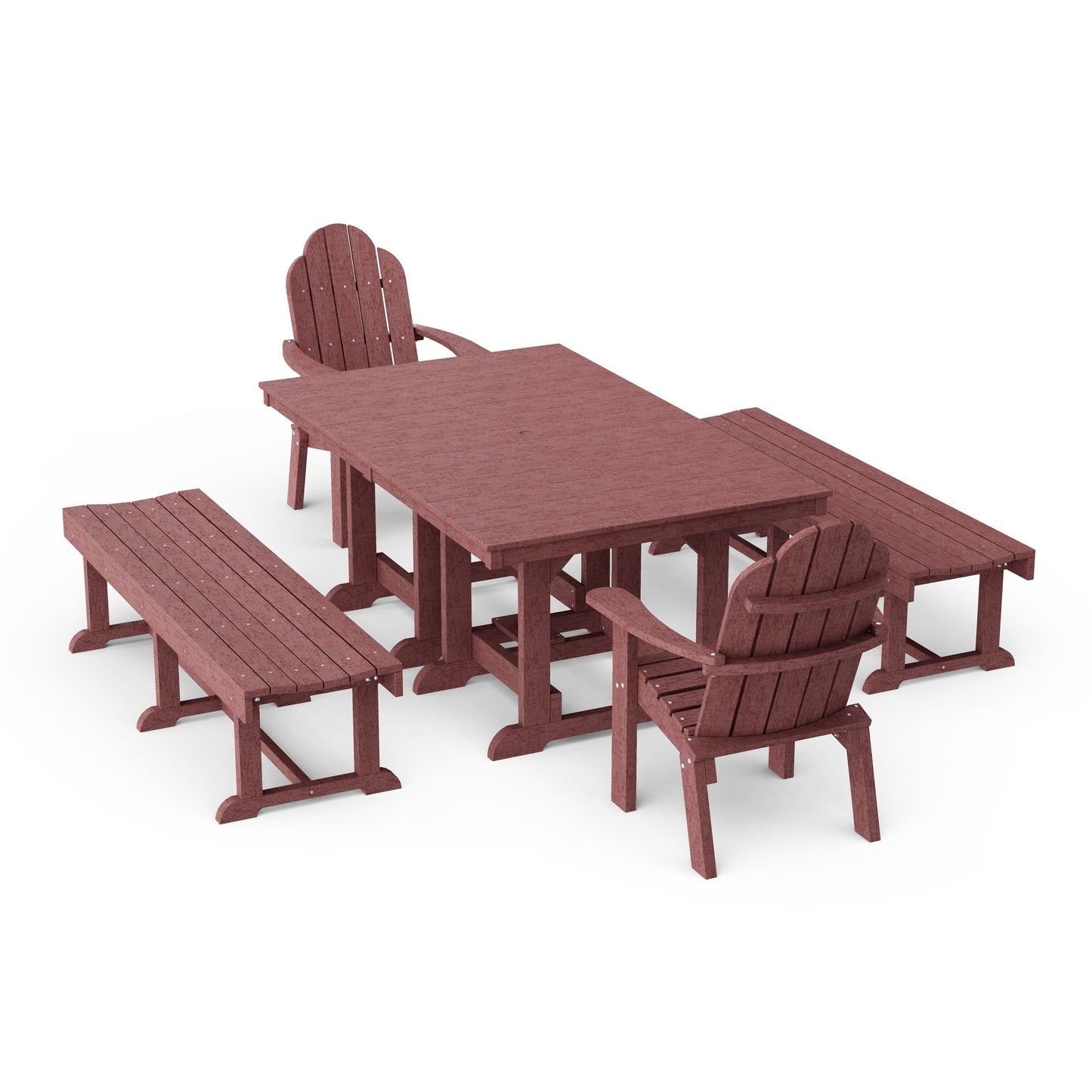 Classic Adirondack 5-Piece Rectangular Dining Set with Benches