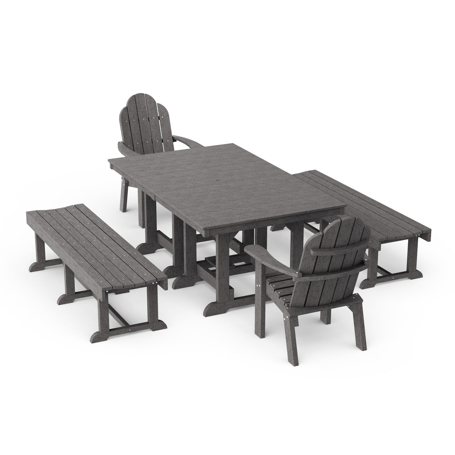 Classic Adirondack 5-Piece Rectangular Dining Set with Benches
