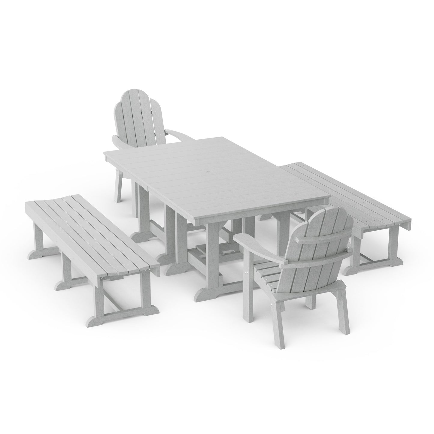 Classic Adirondack 5-Piece Rectangular Dining Set with Benches