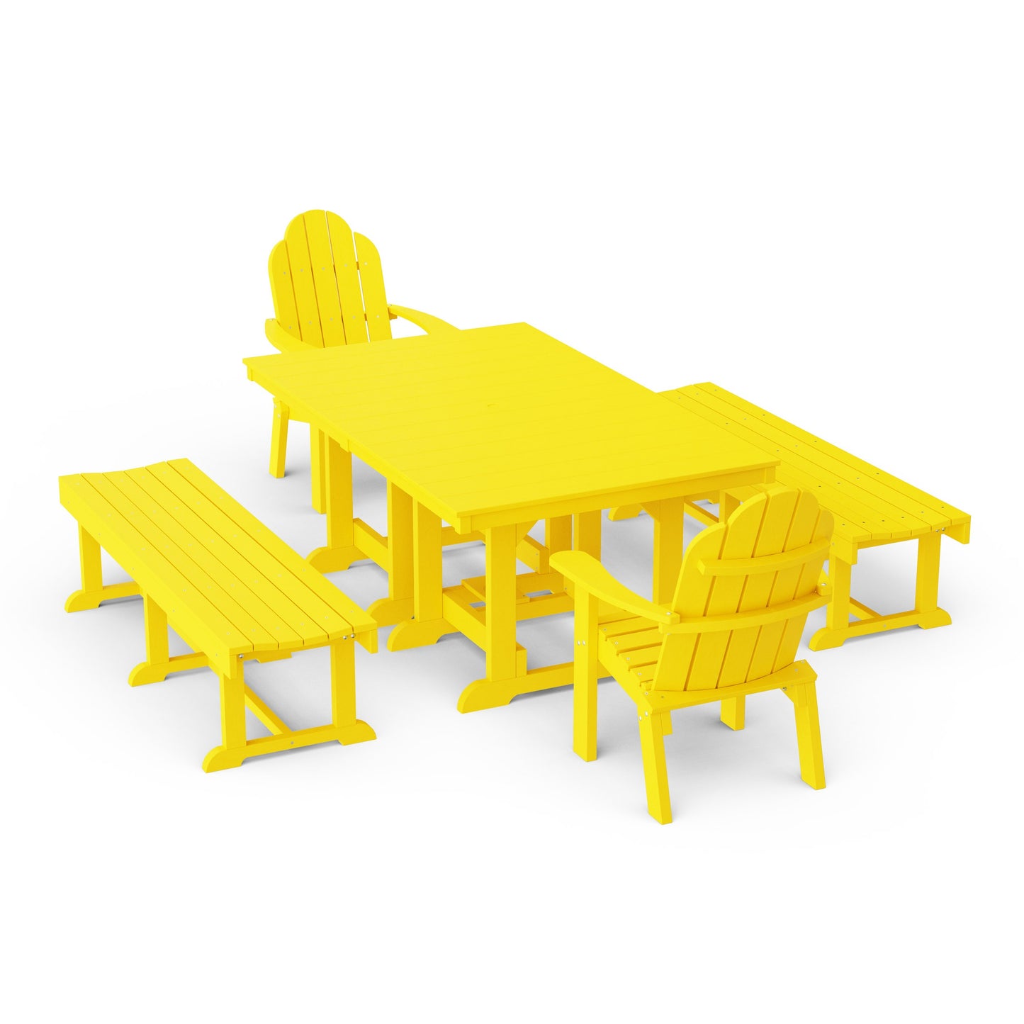 Classic Adirondack 5-Piece Rectangular Dining Set with Benches