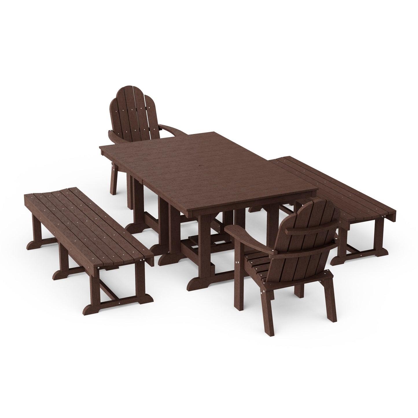 Classic Adirondack 5-Piece Rectangular Dining Set with Benches