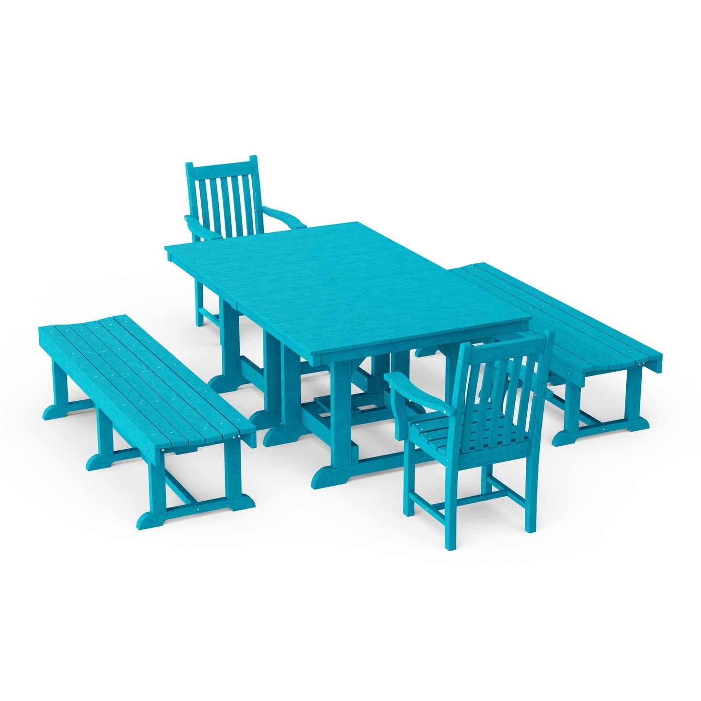 Classic 5-Piece Rectangular Dining Set with Benches