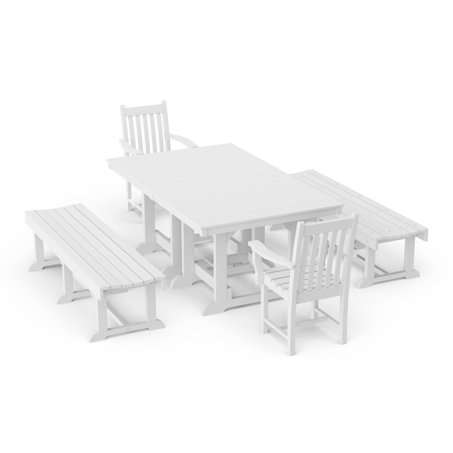 Classic 5-Piece Rectangular Dining Set with Benches