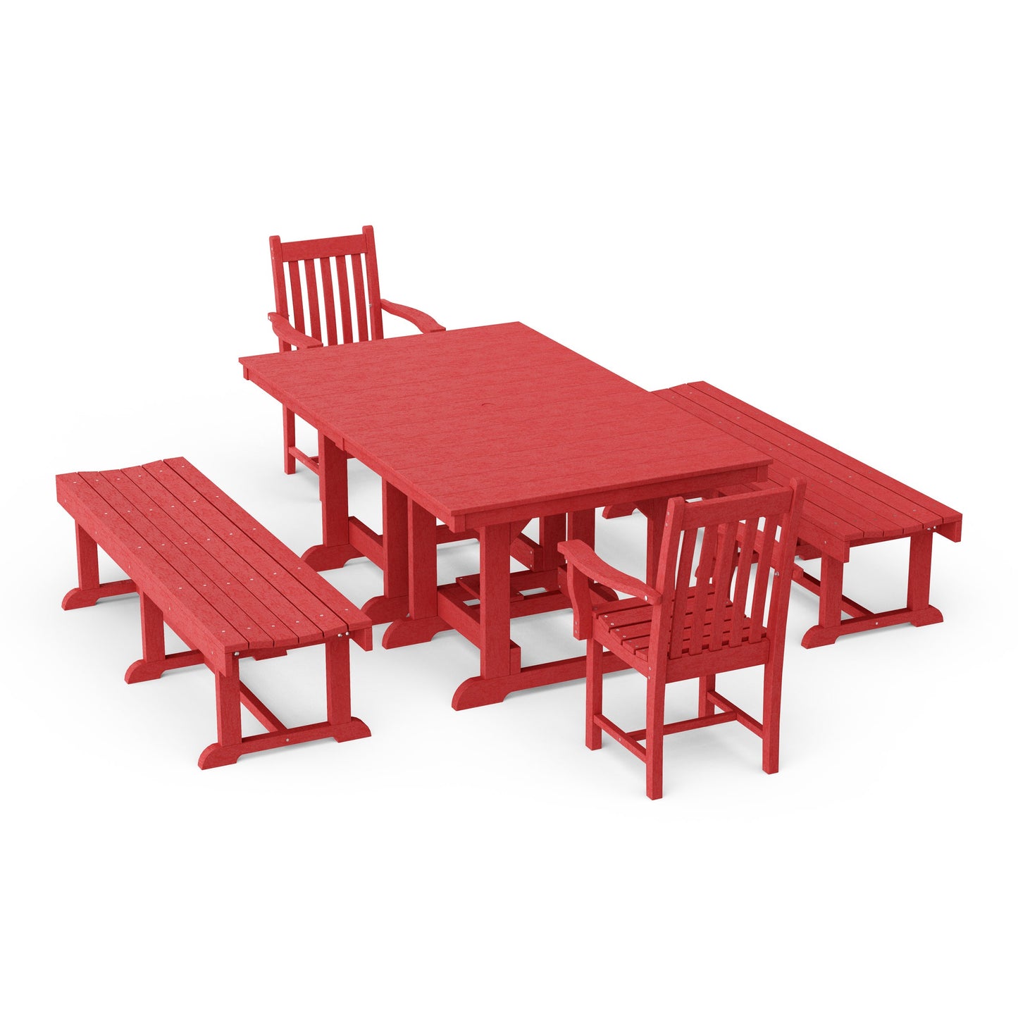 Classic 5-Piece Rectangular Dining Set with Benches