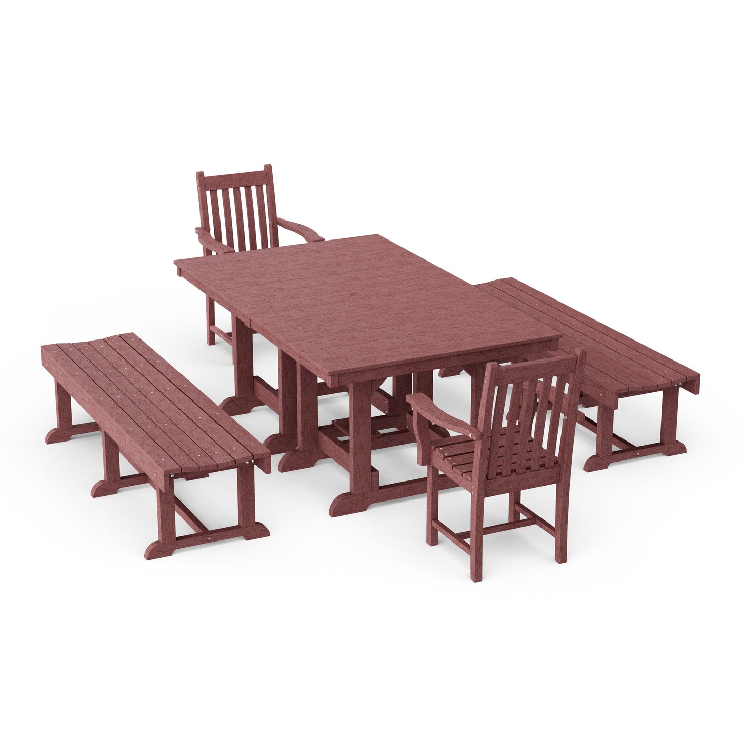 Classic 5-Piece Rectangular Dining Set with Benches