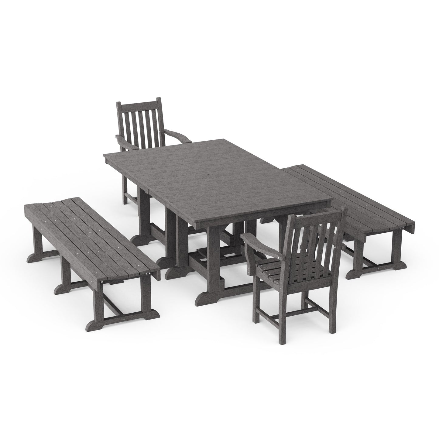 Classic 5-Piece Rectangular Dining Set with Benches
