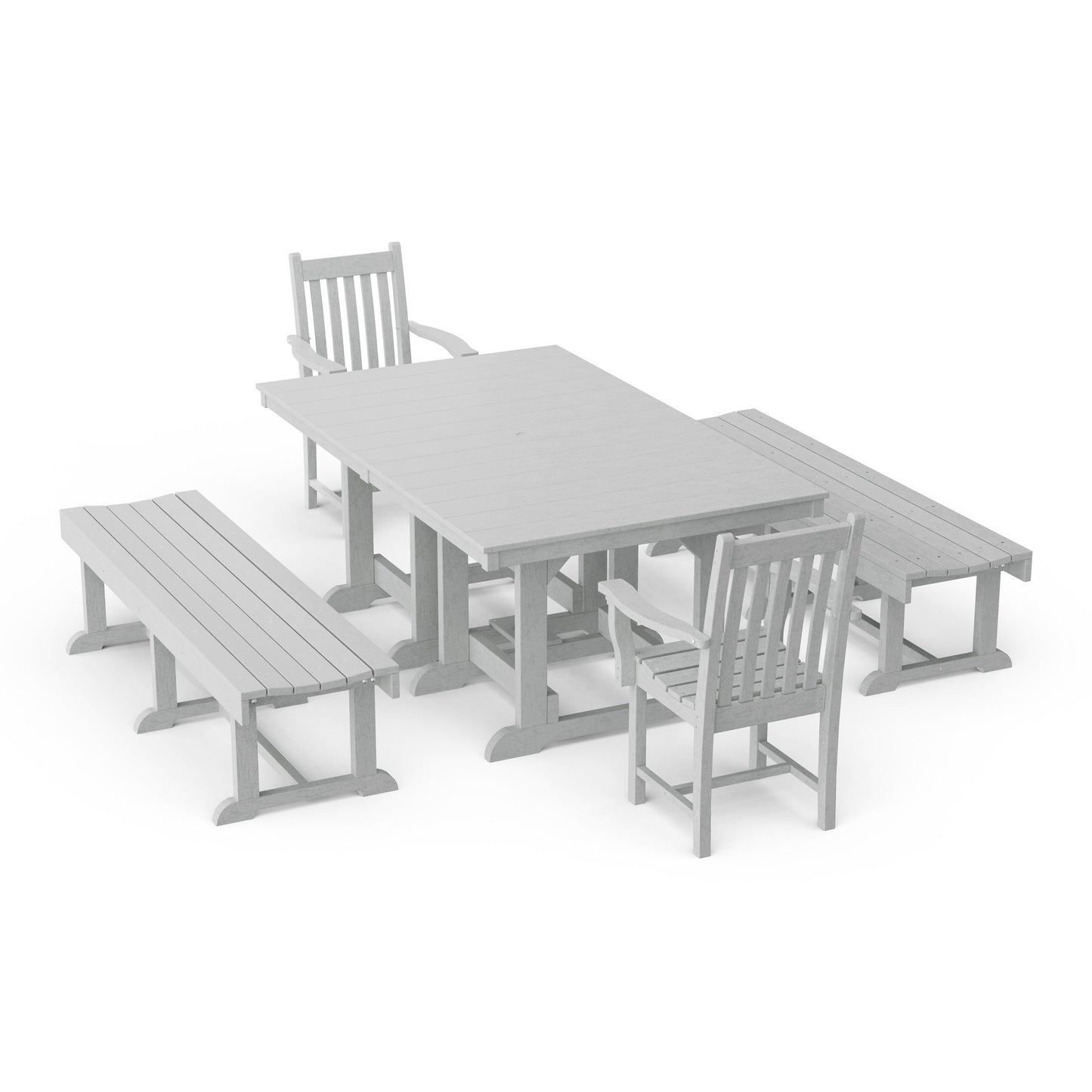 Classic 5-Piece Rectangular Dining Set with Benches