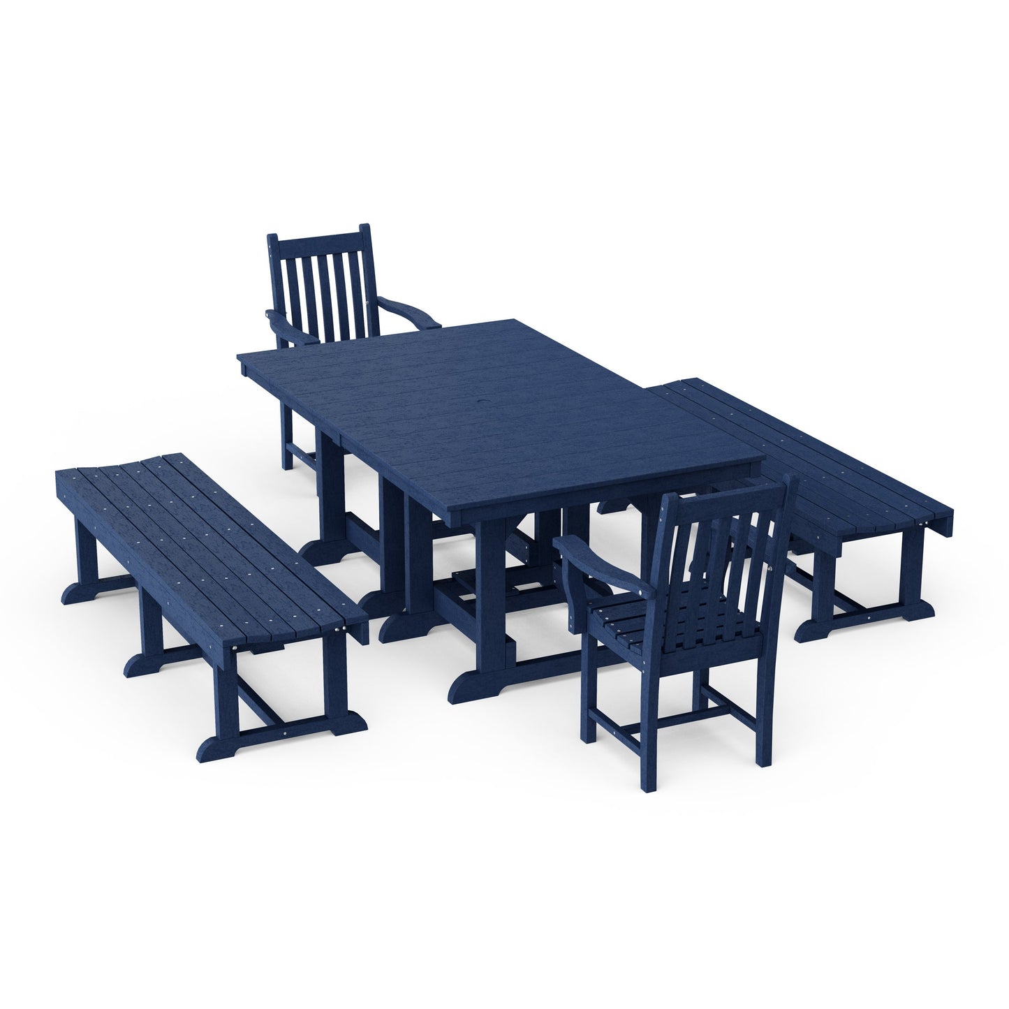 Classic 5-Piece Rectangular Dining Set with Benches