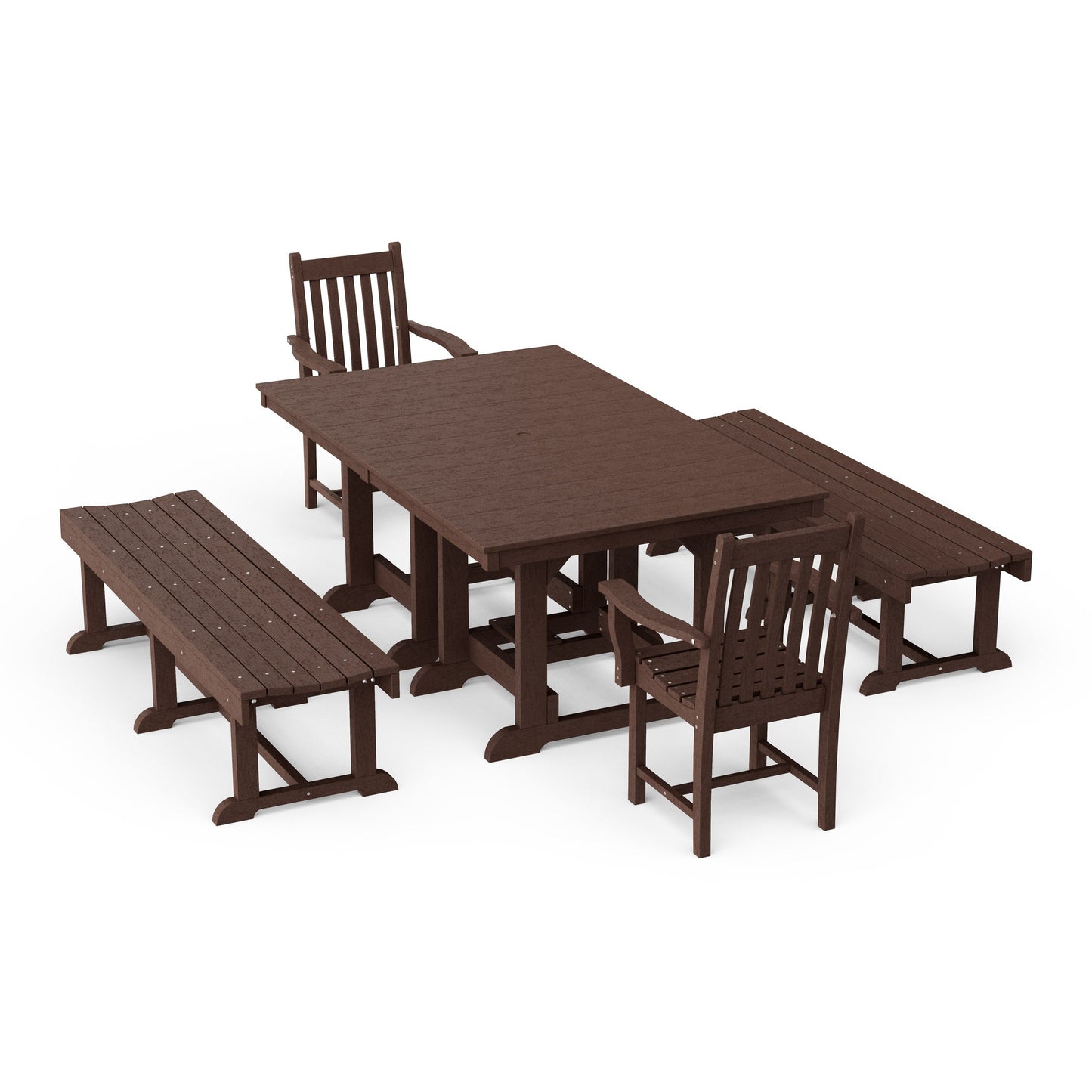 Classic 5-Piece Rectangular Dining Set with Benches