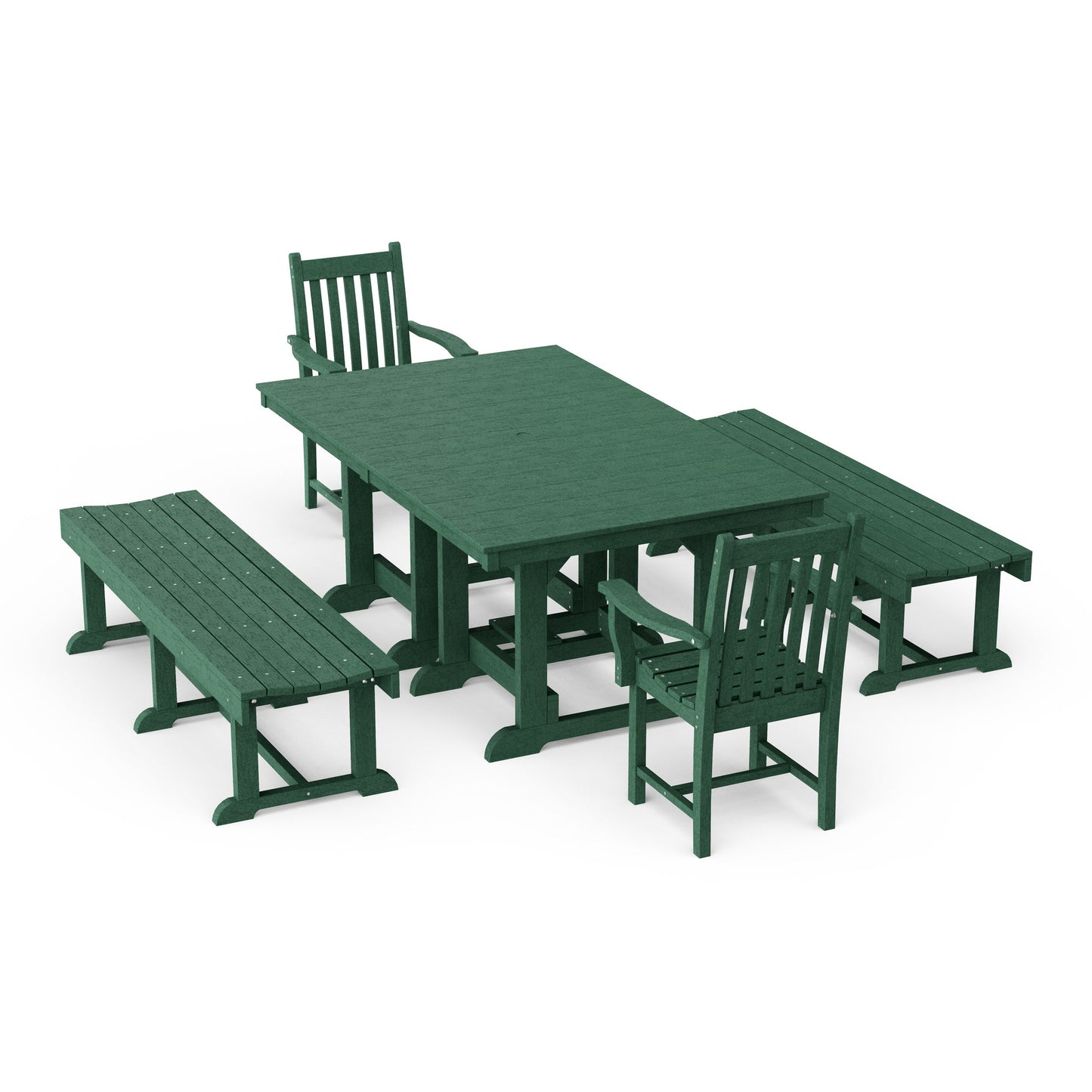 Classic 5-Piece Rectangular Dining Set with Benches