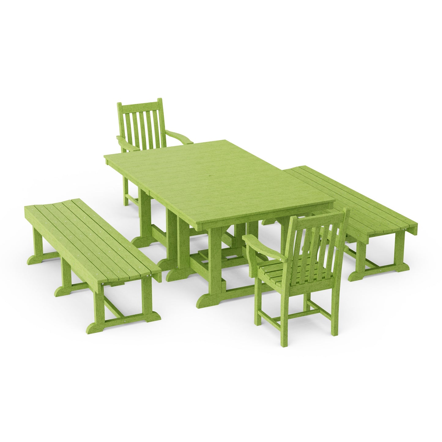 Classic 5-Piece Rectangular Dining Set with Benches