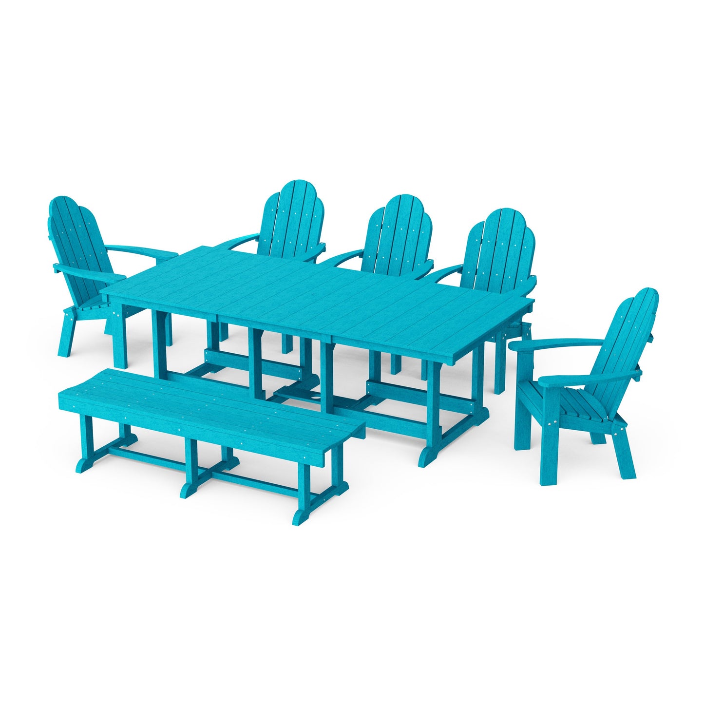 Classic Adirondack 7-Piece Rectangular Dining Set with Bench
