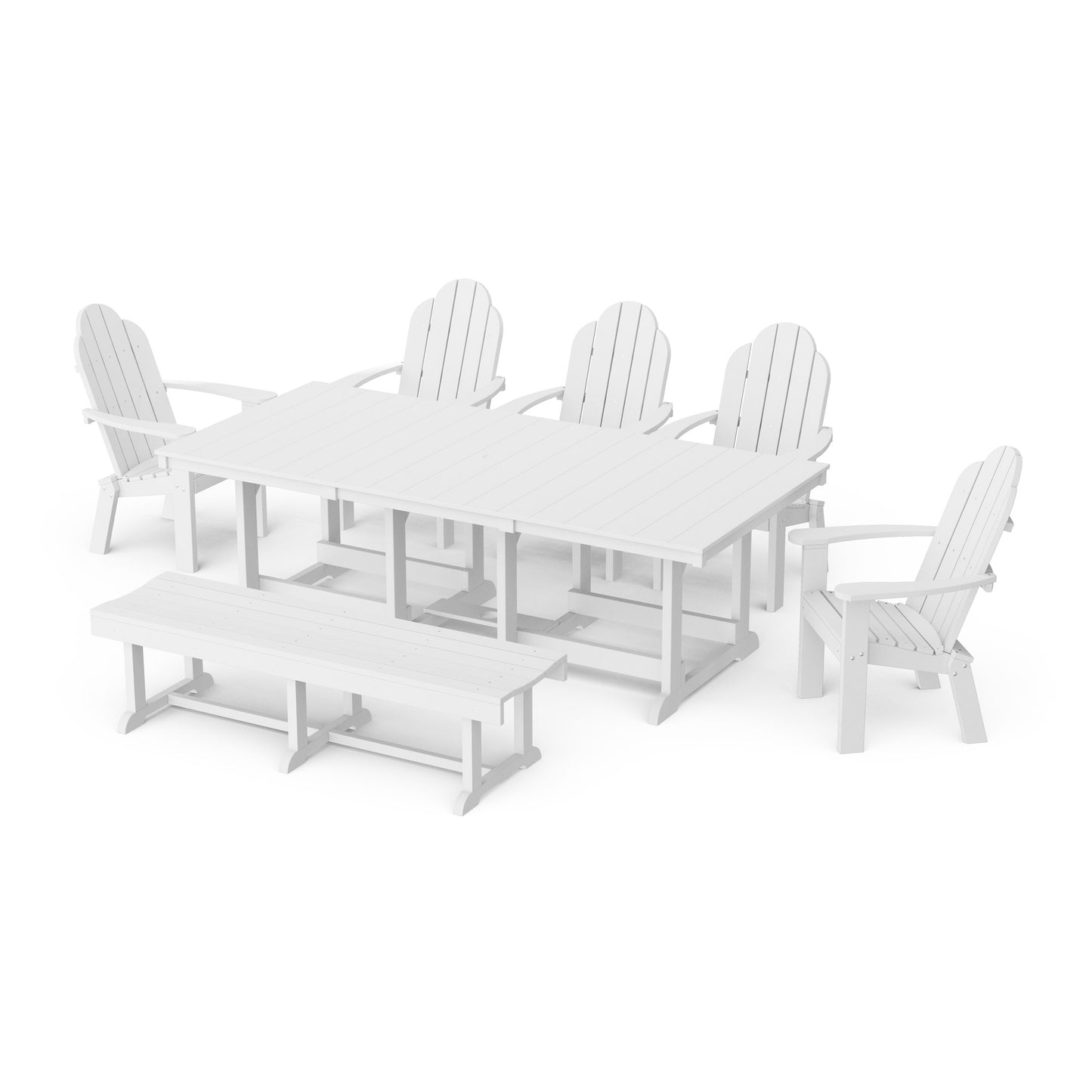 Classic Adirondack 7-Piece Rectangular Dining Set with Bench