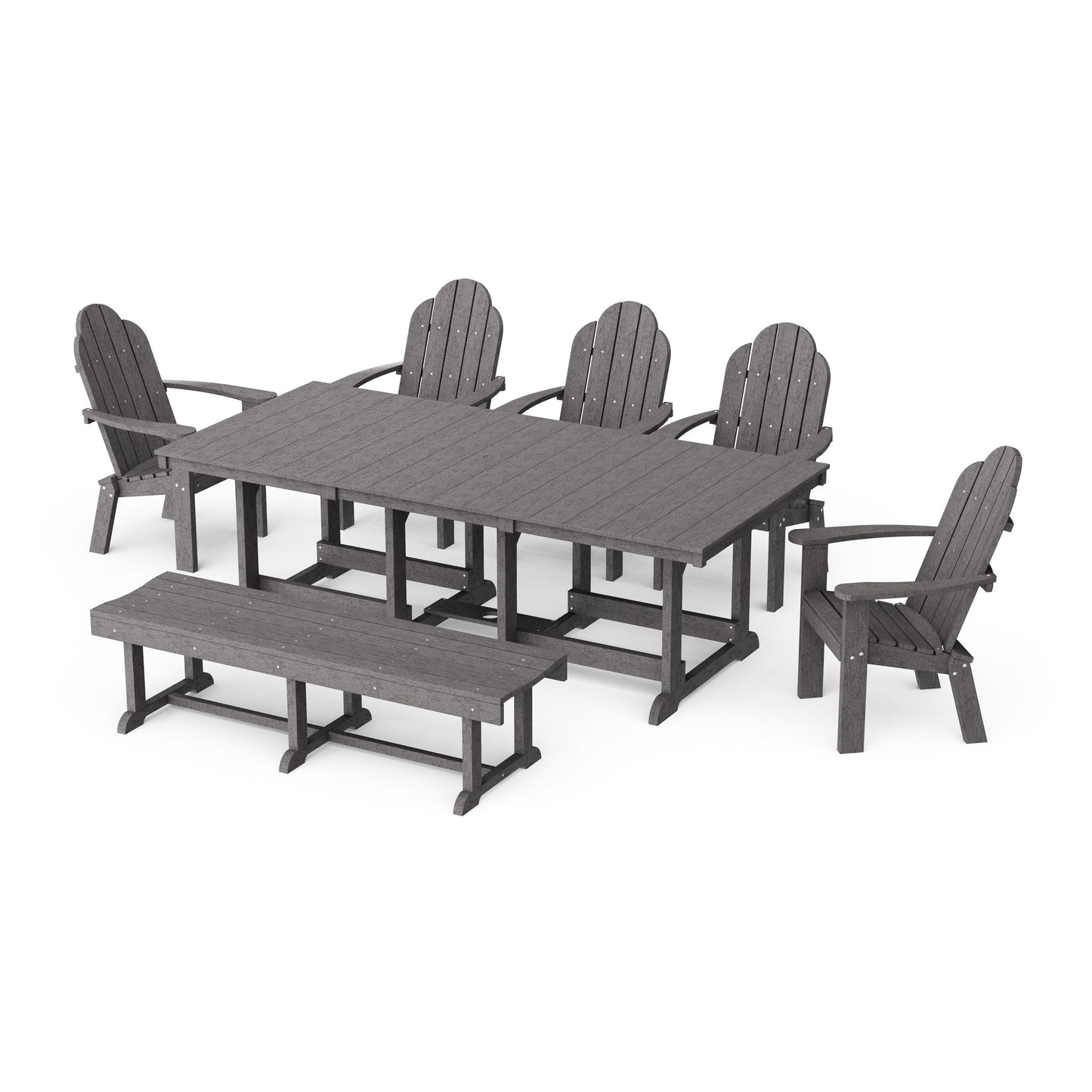Classic Adirondack 7-Piece Rectangular Dining Set with Bench