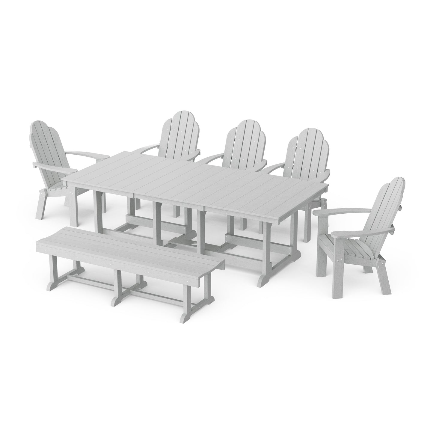 Classic Adirondack 7-Piece Rectangular Dining Set with Bench
