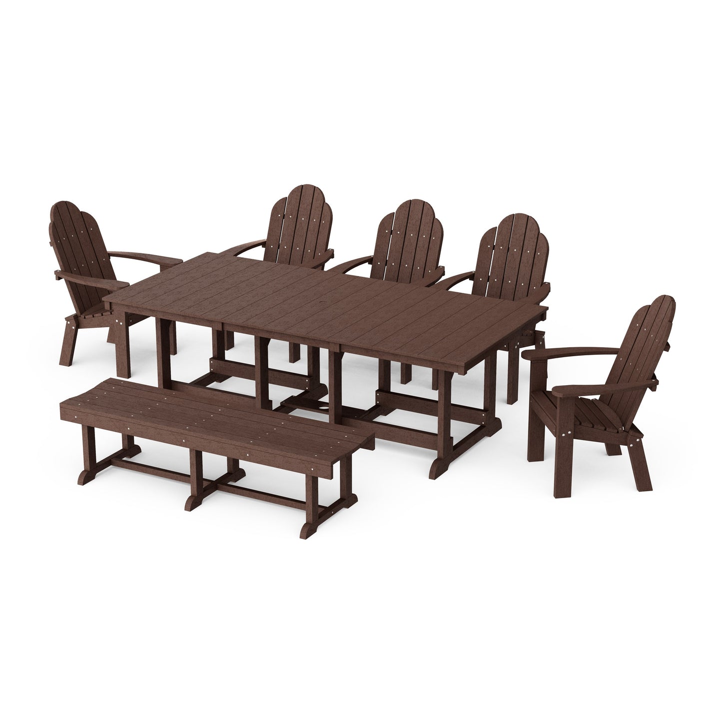 Classic Adirondack 7-Piece Rectangular Dining Set with Bench