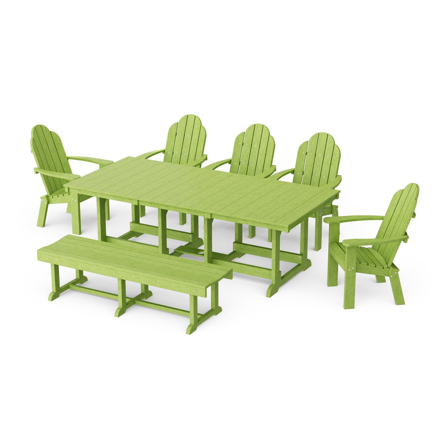 Classic Adirondack 7-Piece Rectangular Dining Set with Bench