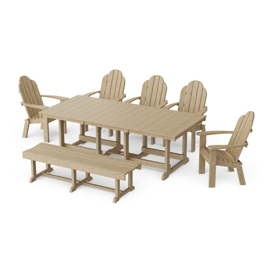 Classic Adirondack 7-Piece Rectangular Dining Set with Bench