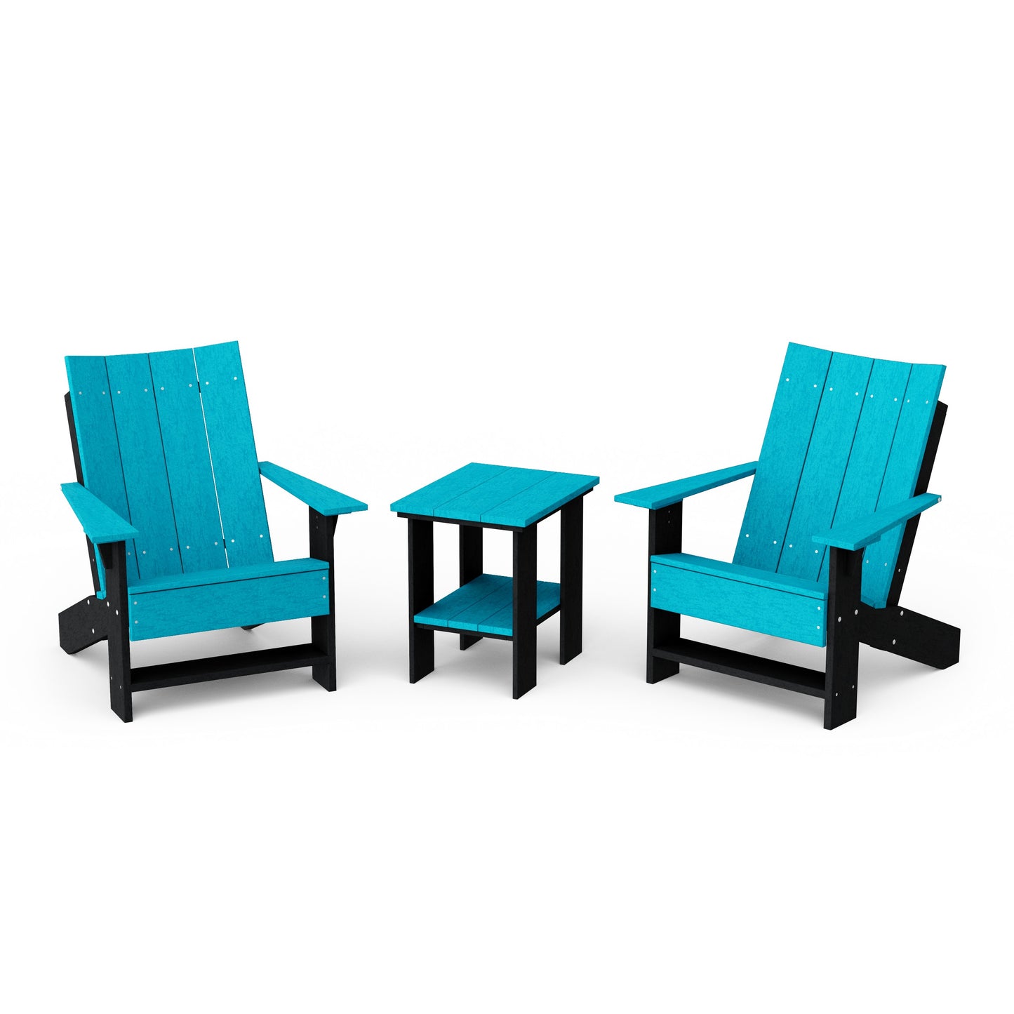Contemporary 3-Piece Modern Adirondack Chair Set with Side Table