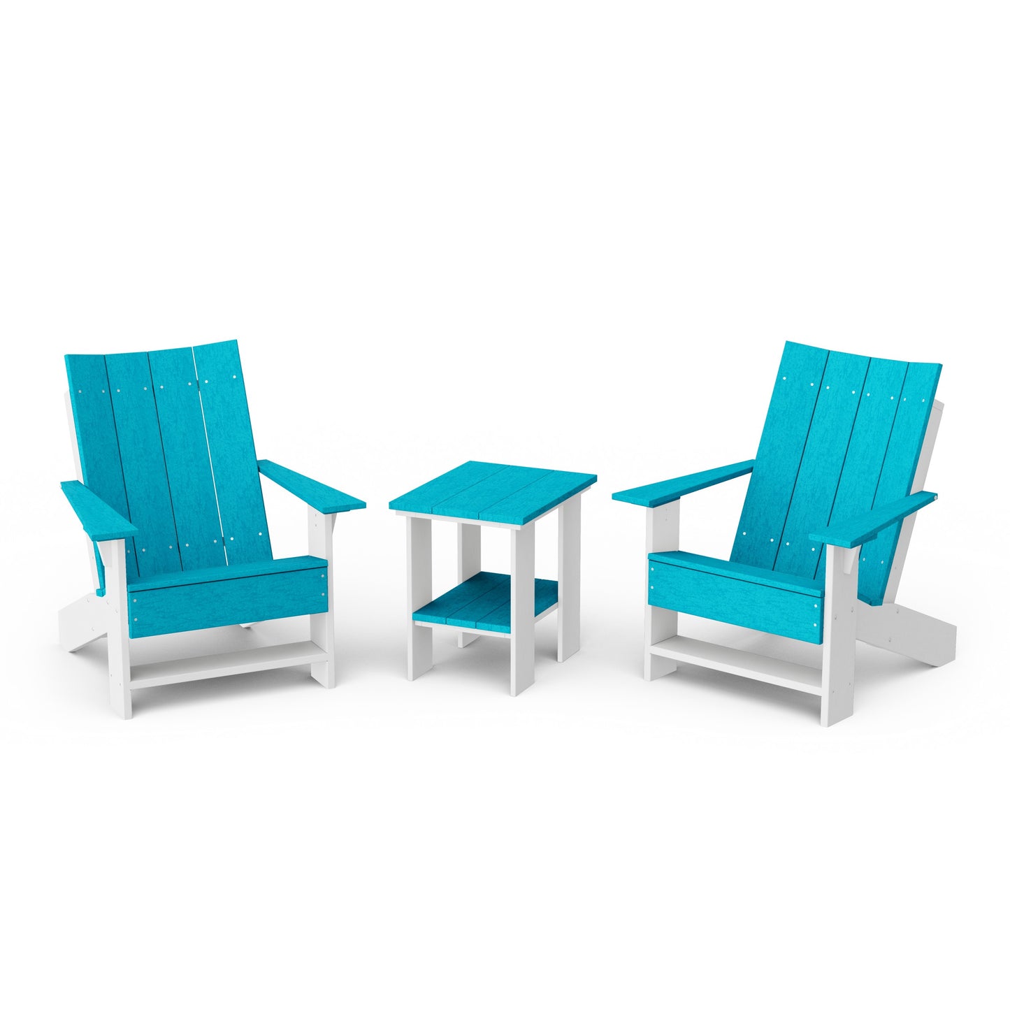 Contemporary 3-Piece Modern Adirondack Chair Set with Side Table
