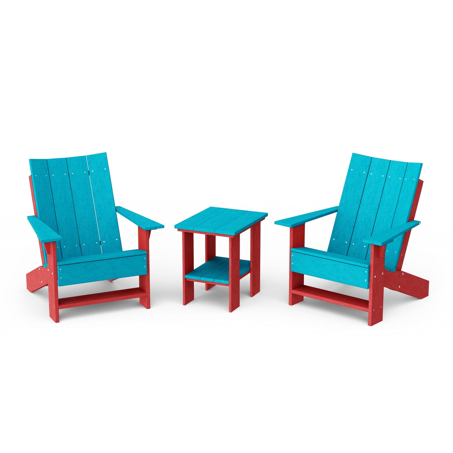 Contemporary 3-Piece Modern Adirondack Chair Set with Side Table